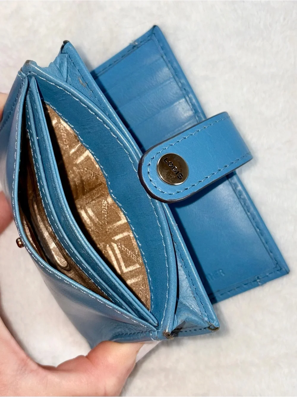 LODIS Blue Genuine Leather Wallet Slim Bifold